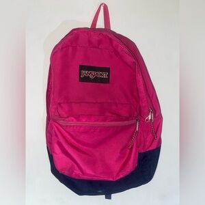 JanSport Cyber Pink and Navy Backpack